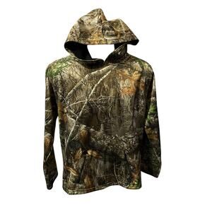 REALTREE Camo Hoodie Brown Green Wood Theme Hunting 2XL